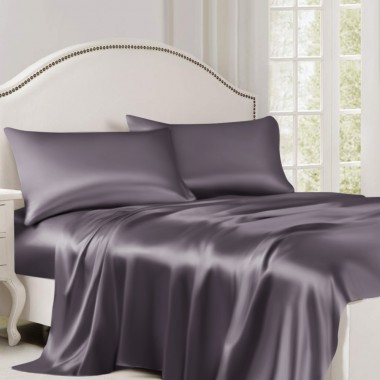 Best Slate Gray 22 Momme Mulberry Silk Flat Sheet UK