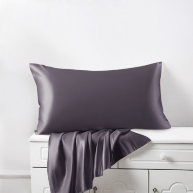 Best Slate Gray 22 Momme Mulberry Zipper Silk Pillowcase UK