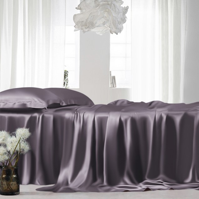 Best Slate Gray 22 Momme Mulberry Silk Sheet Set UK Best Slate Gray 22 Momme Mulberry Silk Sheet Set UK