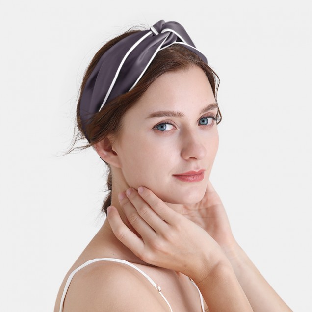 Best Slate Gray & Ivory Silk Headband UK Best Slate Gray & Ivory Silk Headband UK