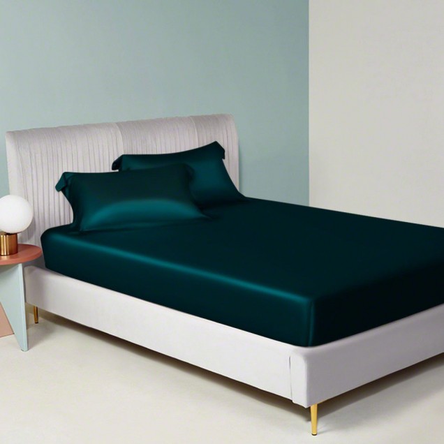Best Teal 22 Momme Mulberry Silk Fitted Sheet UK Best Teal 22 Momme Mulberry Silk Fitted Sheet UK
