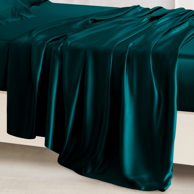 Best Teal 22 Momme Mulberry Silk Flat Sheet UK Best Teal 22 Momme Mulberry Silk Flat Sheet UK
