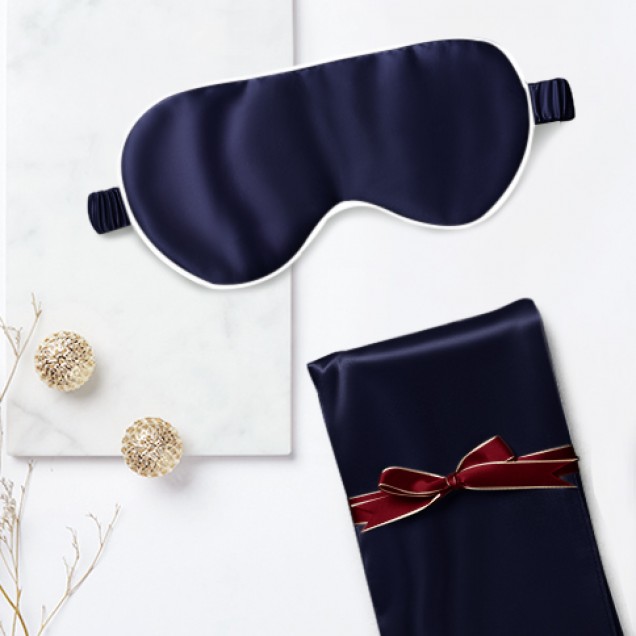 Best Two Piece Silk Gift Set Navy Pillowcase & Eye Mask UK Best Two Piece Silk Gift Set Navy Pillowcase & Eye Mask UK