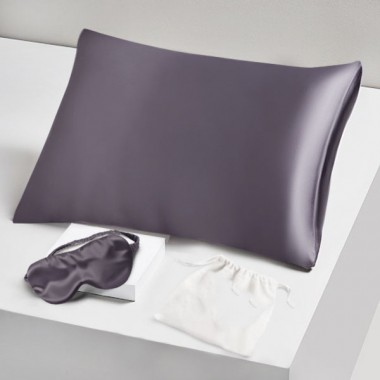 Best Two Piece Silk Gift Set Slate Gray Pillowcase & Eye Mask UK
