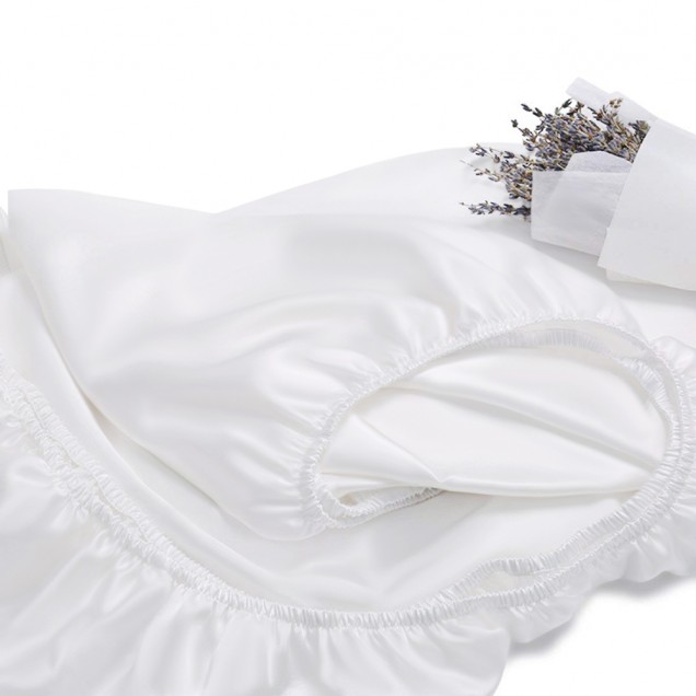 Best White 22 Momme Mulberry Silk Fitted Sheet UK