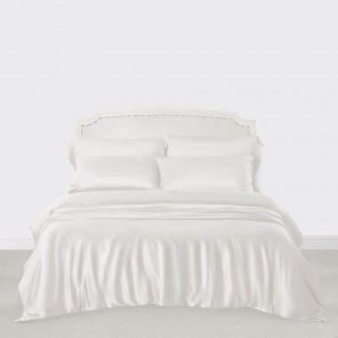 Best White 3 PCS 22 Momme Mulberry Silk Duvet Cover Set UK
